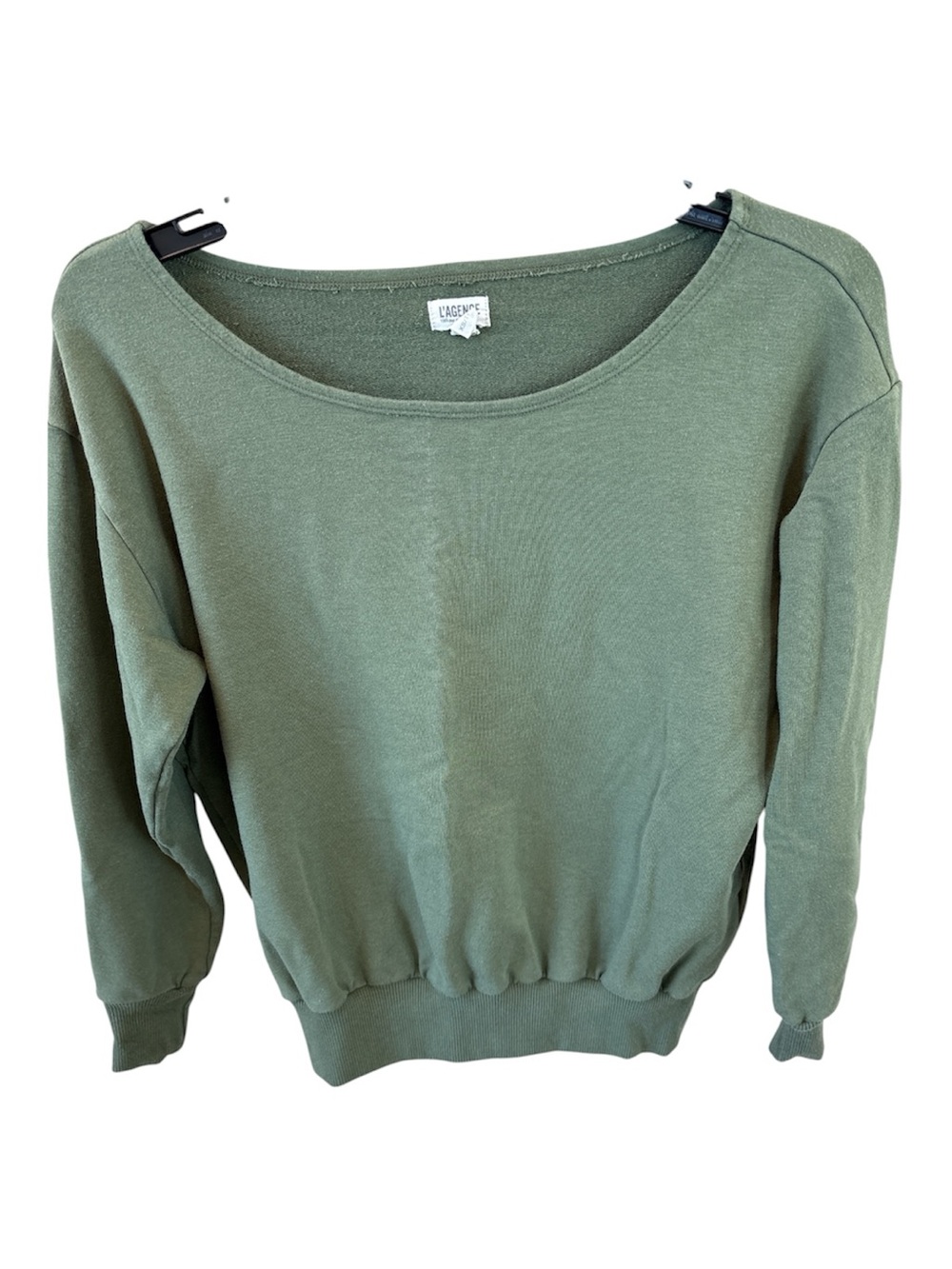 L'AGENCE Olive Green Scoop Neck Pullover Sweater